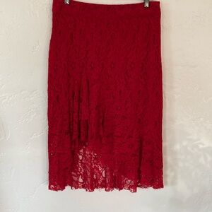 Elegant Red Lace Skirt